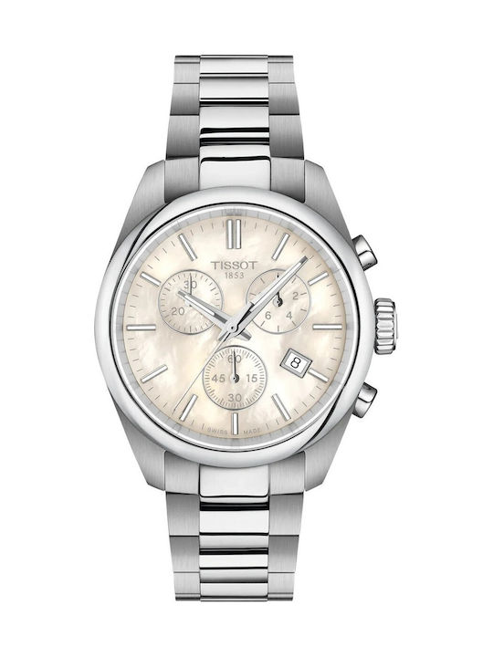 Tissot Pr 100 Womens Watch 36mm Chronograph Battery with Silver Stainless Steel Bracelet