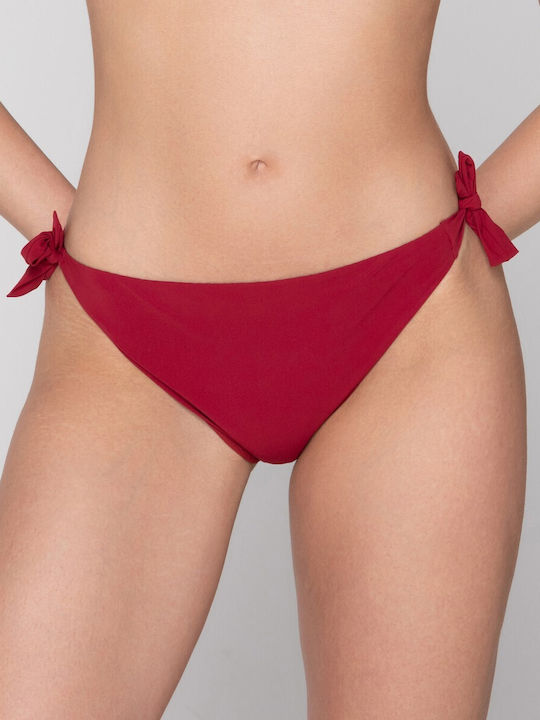 Luna Slip bikini cu cordonașe burgundy