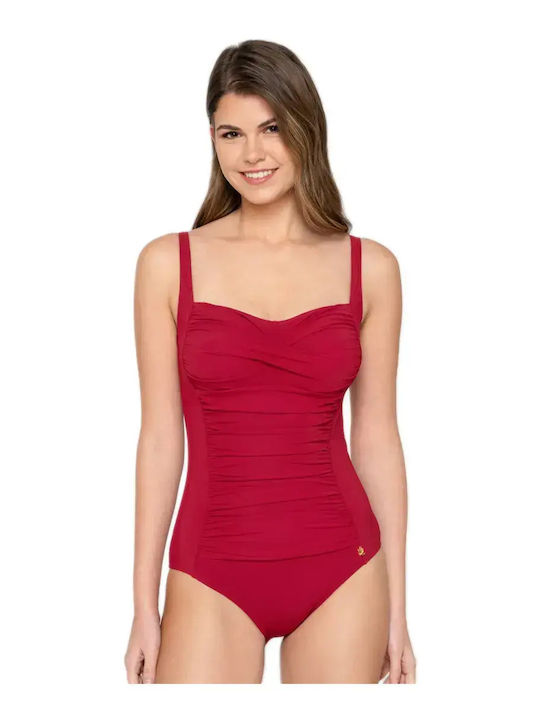 One Piece Swimsuit with Light Padding Burgundy
