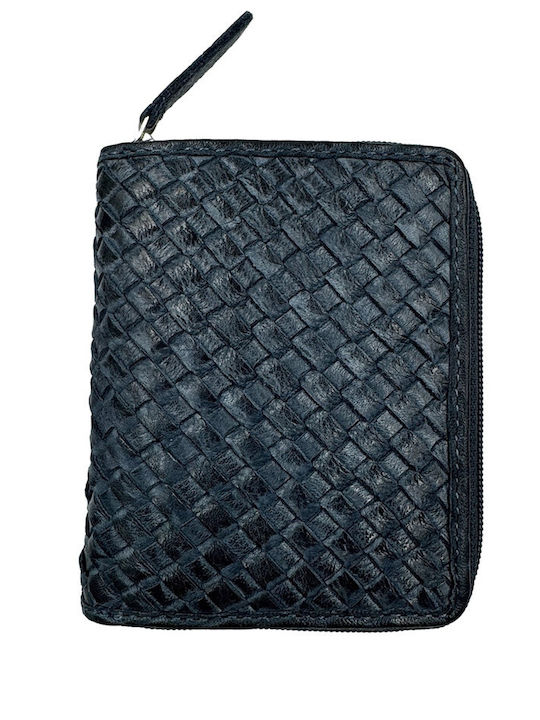 Leather Men's Wallet with RFID Blue