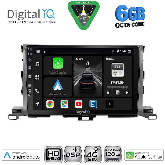 Digital IQ Ηχοσύστημα Αυτοκινήτου για Toyota Highlander 2014-2019 (Bluetooth/USB/WiFi/GPS/Apple-Carplay/Android-Auto) με Οθόνη Αφής 10"