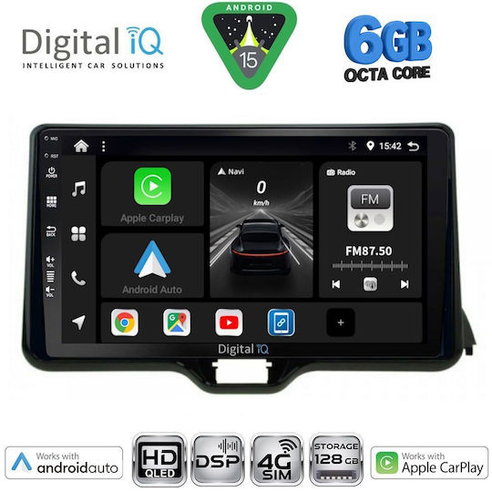 Digital IQ Car Audio System for Toyota Yaris Mazda 2 Bluetooth USB WiFi GPS Apple CarPlay Android Auto with 10" Touch Screen