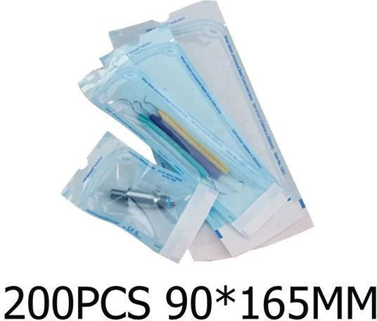 Sterile Adhesive Packaging Bags 200 Pieces 90x165mm
