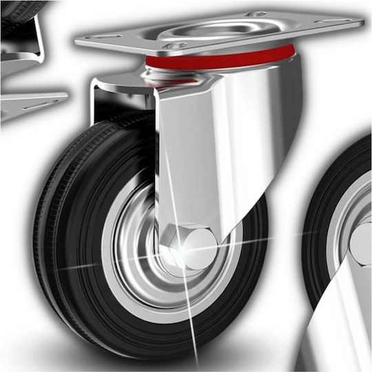 125mm Swivel Caster Wheel Without Brake Metal Rubber Wheel Carts