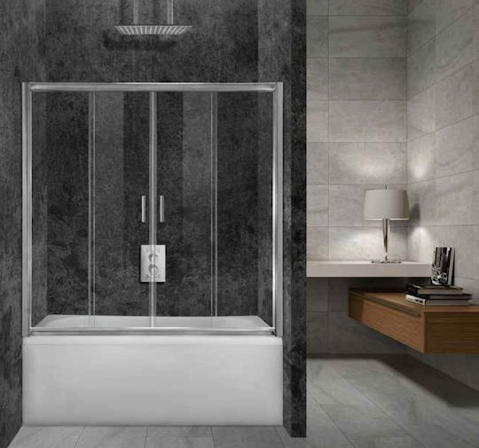 Aquarelle Bathtub 60 Καμπίνα Μπανιέρας με Συρόμενη Πόρτα 145x175cm Clear Glass Chrome