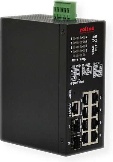 Roline 21.13.1137 Managed L2 PoE+ Switch με 10 Θύρες Gigabit (1Gbps) Ethernet