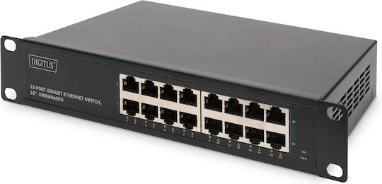 Digitus DN-80115-1 Unverwalteter L2 PoE Schalter mit 16 Gigabit (1Gbps) Ethernet-Ports