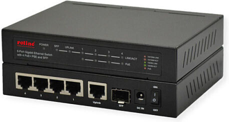 Roline 21.14.3524 L2 PoE+ Switch με 5 Θύρες Gigabit (1Gbps) Ethernet και 1 SFP Θύρα