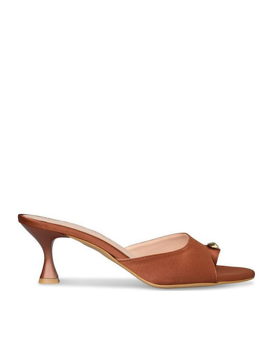 Envie Shoes Mules με Λεπτό Τακούνι σε Καφέ Χρώμα