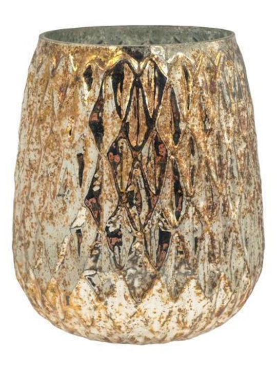 Fylliana Glass Candle Holder In Gold Colour 14x15cm