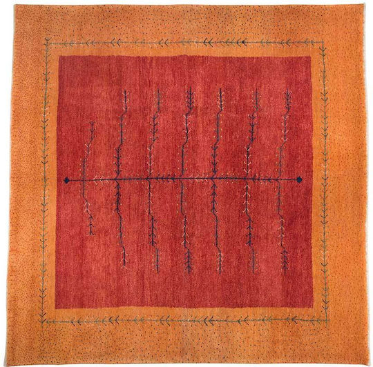 Moderner Handgefertigter Gabbeh Rizbaff Teppich 194x200 cm Orange