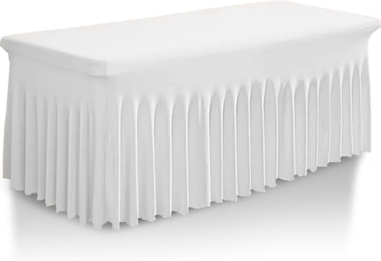 Abdeckhaube für Bankett Catering Tisch Weiß mit Rüsche 180x76 cm