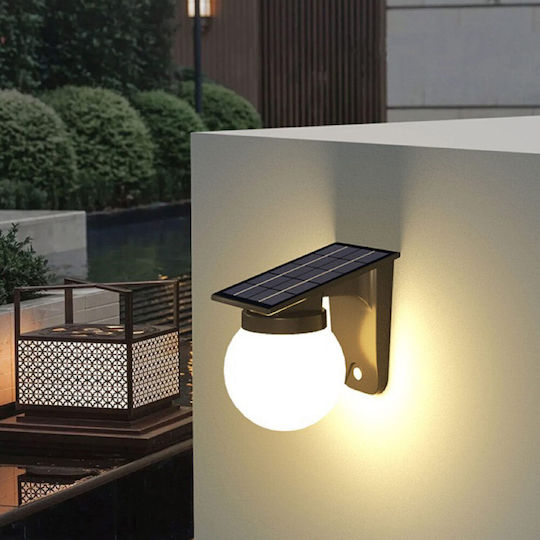 LED Wall Mounted Solar Light Ball 2.8W 100lm Warm White 3000K with Photocell IP65