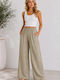 Women's High Rise Pantaloons with Rubber Band in Loose Fit Khaki