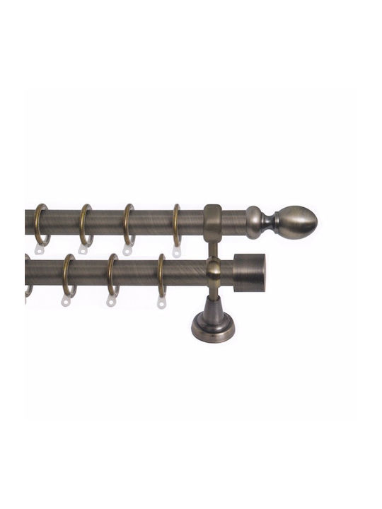 Import Hellas Metallic Curtain Pole No6 Double with Rod Ø25mm 140cm Bronze