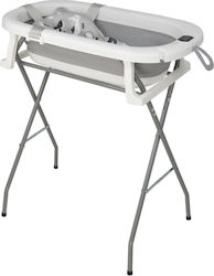 Bebe Stars Сгъваема Бебешка Баня Foldy Set с Термометър/Аксесоари и Основа Bebe Stars Grey 26-100/11-26 (Подарък Гъба за Баня) - Сив