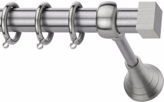 Metallic Curtain Pole Carre Double with Rod Ø25mm 120cm Silver