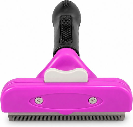 Grooming Brush Dogs Cats Long Hair Weighing 23-40 Kg Blade Cleaning Button Ergonomic Handle Detangling Fur Trimming Purple