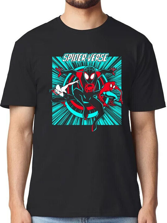 T-shirt Spider-verse Spider-man Graphic Art Print Pop Culture Black