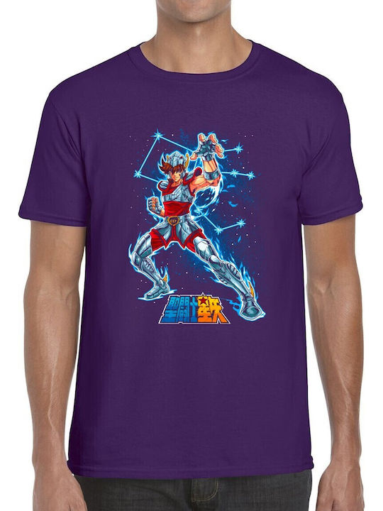 T-shirt Seiya Pegasus Anime Illustration Blue S...