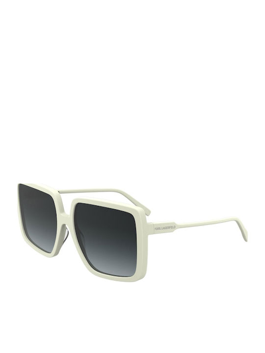 Karl Lagerfeld Ochelari de Soare Pentru Femei Cu Ramă Din Plastic Albă Și Lentile Gri