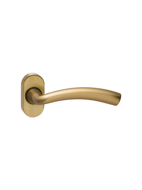 Viometale Front Door Lever With Rosette Pair Gold
