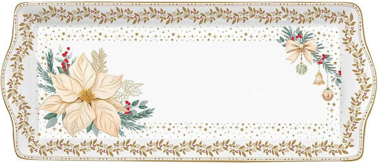Easylife Christmas Porcelain Platter Flowers & Branches 35x15cm