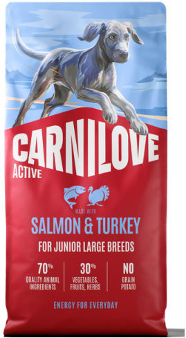 Carnilove 4kg Ξηρά Τροφή χωρίς Σιτηρά για Κουτάβια Μεγαλόσωμων Φυλών με Σολομό, Γαλοπούλα, Κολοκύθα και Μήλο