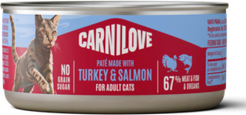 Carnilove Wet Cat Food for Adult Cats in Cans with Turkey, Salmon, Meat and Potatoes Grain Free 100gr