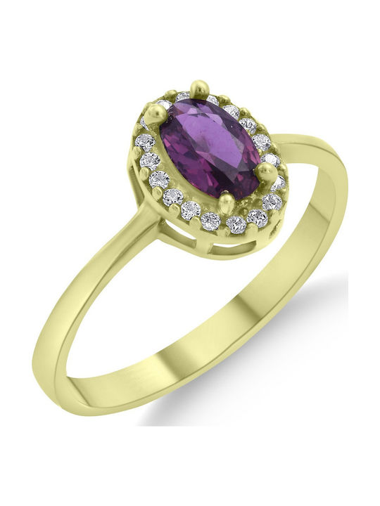 CHrysolithos Inel Pentru Femei Cu Zircon Din Argint Plăcat Cu Aur ADK0287