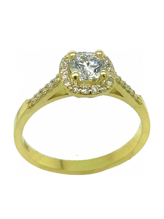 Mertzios.gr Inel Rozetă Din Aur 14K Cu Diamant Sintetic