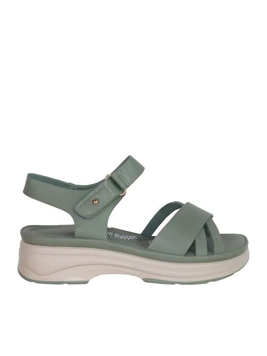 Γυναικεία Ανατομικά Σανδάλια Flatforms Πράσινα