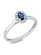 Diamond Group Single Stone Ring In 18K White Gold With Diamond