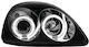 Φανάρια Εμπρός Toyota Yaris 1998-2003 Angel Eyes Μαύρα Λάμπες Η1 Σετ 2τμχ