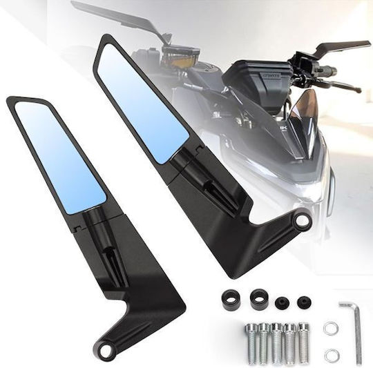 Aerodynamic Motorcycle Mirrors Wing Style Black Pair