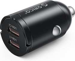 Orico Miniring 30W 2x USB-C Încărcător Auto Negru MR-30-2C Orico-MR-30-2C-BK-EP-HU