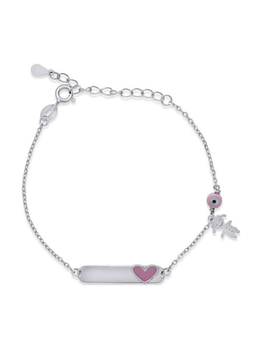 CHrysolithos Kinderarmband ID aus Silber mit Herz und Böses Auge APt0093