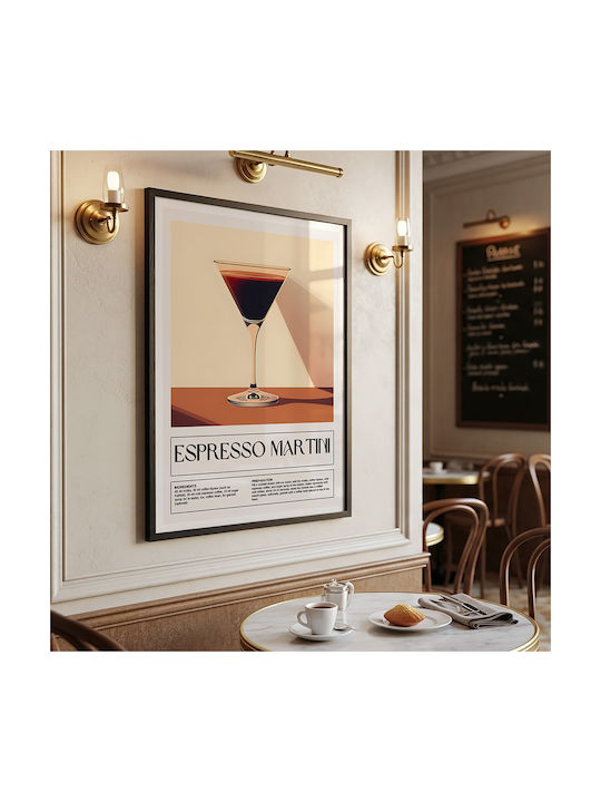 Poster Espresso Martini Cocktail Pst25472 21cm X 30cm Frame Natural Wooden Beige