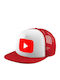 Youtube Καπέλο Ενηλίκων Soft Trucker Δίχτυ Red White Polyester Ενηλικων Unisex One Size