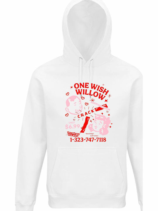 Unisex Kapuzenpulli Bio-Baumwolle "One Wish Willow Crack Obsession Design" Weiß