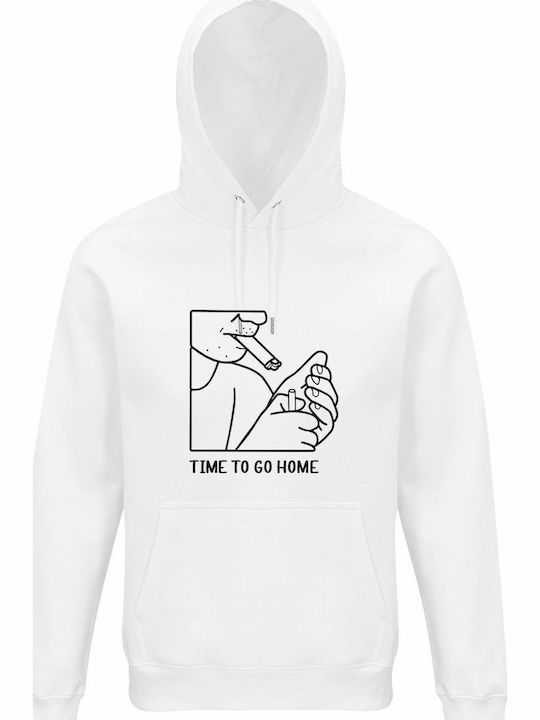 Hoodie Organic Unisex " Too Drunk Time To Go Home Funny Alcohol " White