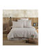 Clasy Home Set Huse Pentru Pilote 100% Bumbac 200x220cm Dublu Cu 2 Fețe De Pernă & 1 Cearșaf Bej