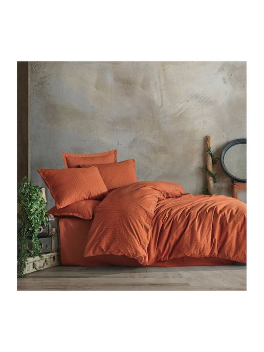 Clasy Home Set Huse Pentru Pilote 100% Bumbac 200x220cm Dublă Cu 2 Fețe De Pernă & 1 Cearșaf Roșie