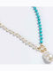 Cuoro Necklace with Light Blue Pearls