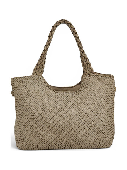 Damentasche Shopper Schulter Leder Taupe