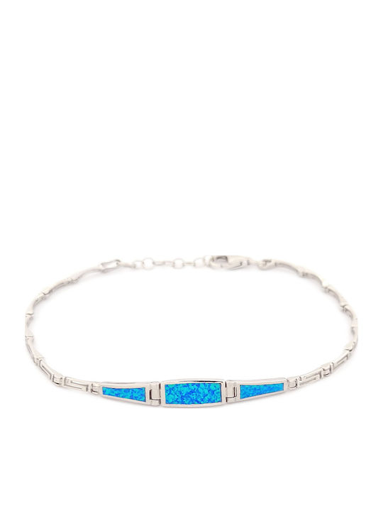 GLS Silver Women's Bracelet with Meander Design in Silver 20.5cm