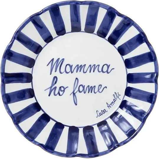 Casa Amalfi Rundes Keramik Servierplatte Blau mit Durchmesser 26cm