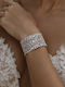 Women's Gold Plated Handcuff Bracelet with Zircon