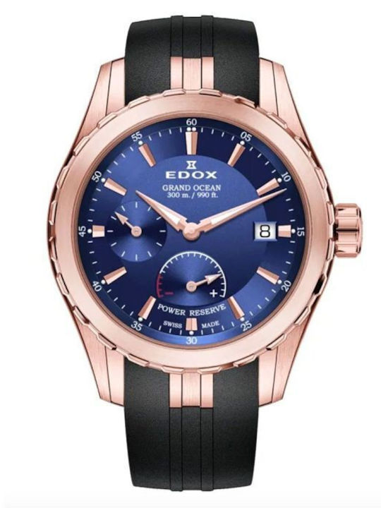 Edox Grand Ocean Men's Watch Automatic with Black Rubber Strap