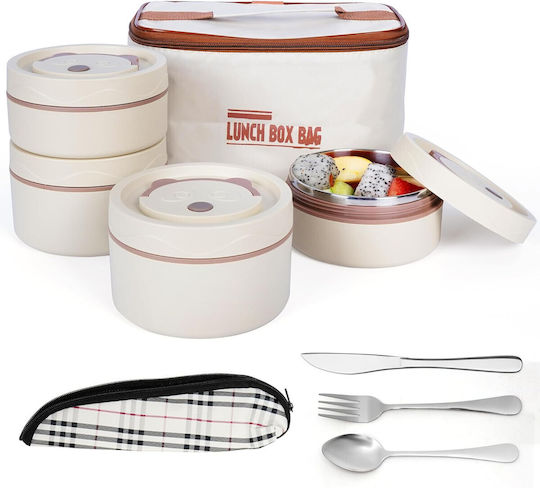 Belle Vous Set Mittagsboxen Inox Isolierte Lunchbox Grau 25x13cm 4 Stück
